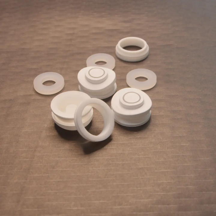 White silicone grommets in multiple sizes
