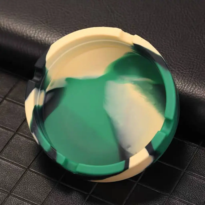 Green, yellow, and black silicone ashtray
