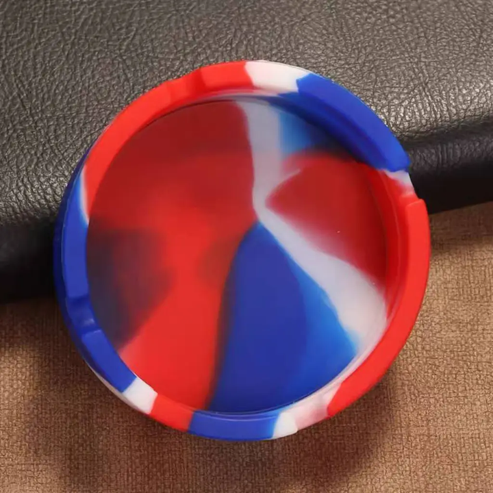 Red, blue, and white silicone ashtray